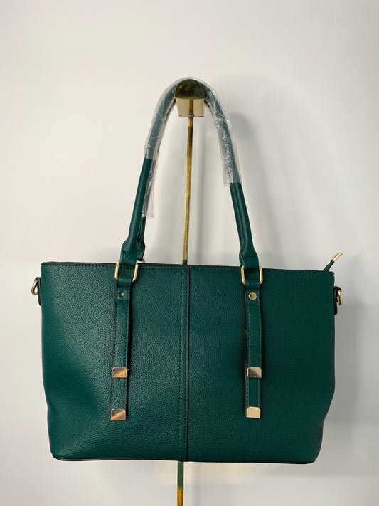 [YX] Leather lace bag dark green-1