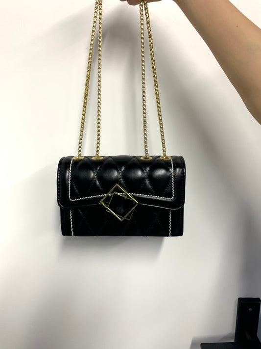 [YX] Gold frame decoration black bag-1