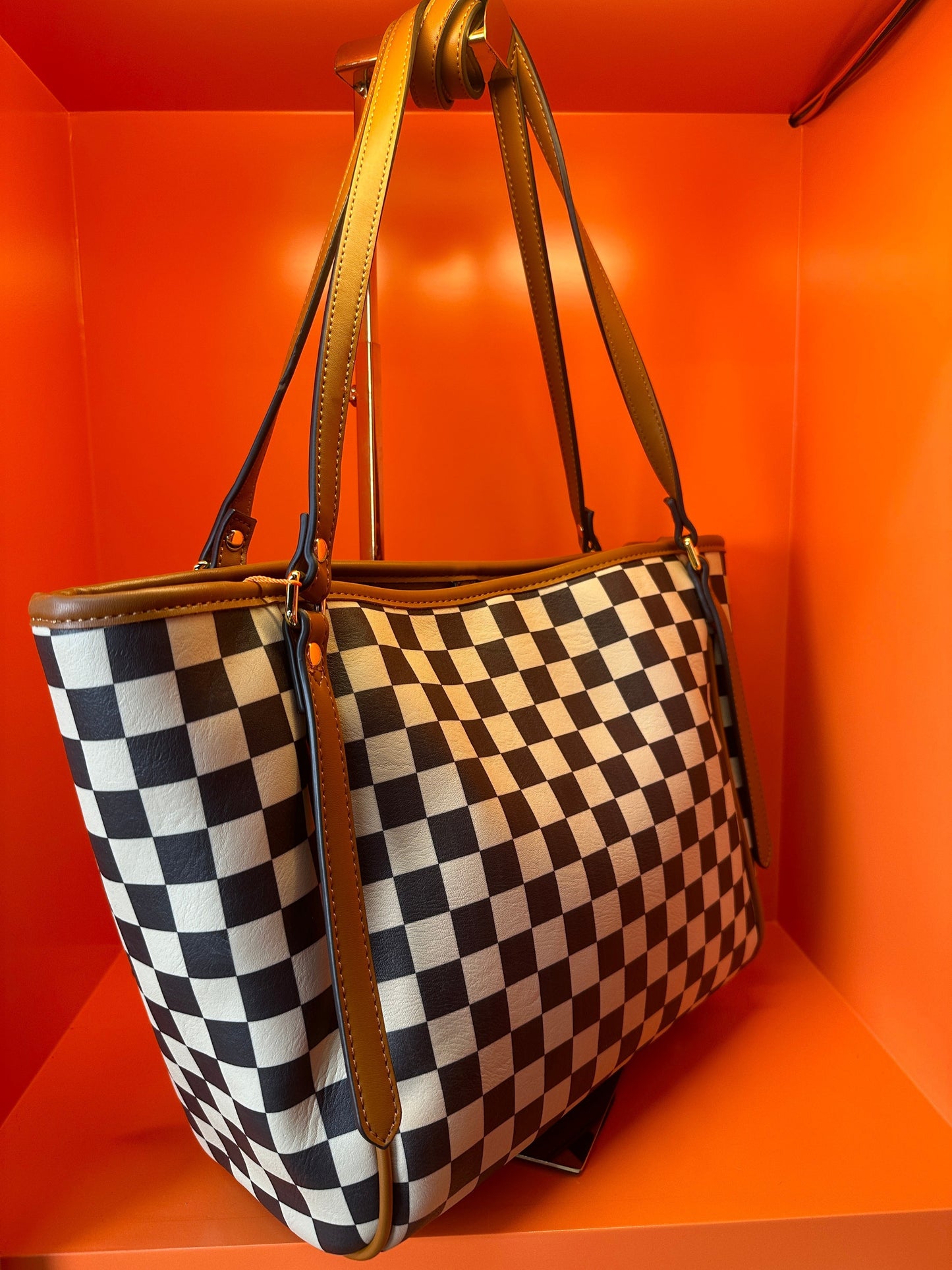 Black and white checked bag
