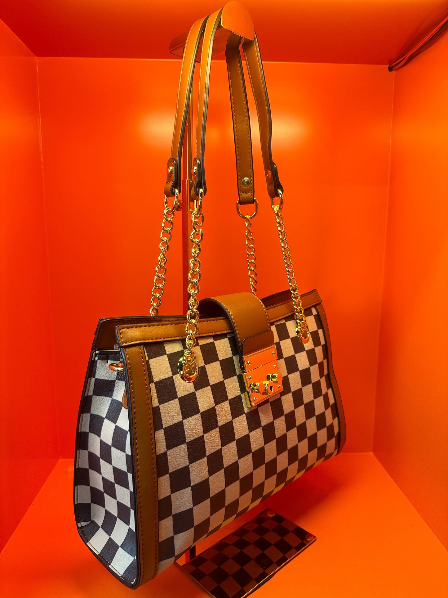 Black and white checked bag