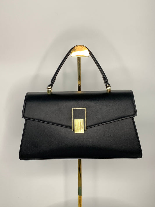 [YX] Gold trim black leather bag-1