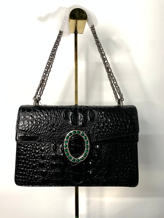 [YX]Black alligator bag-1