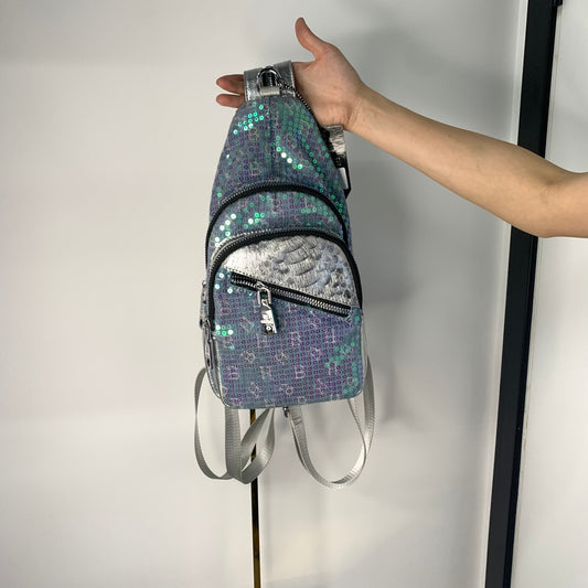 [YX]Bright bead piece blue bag-1